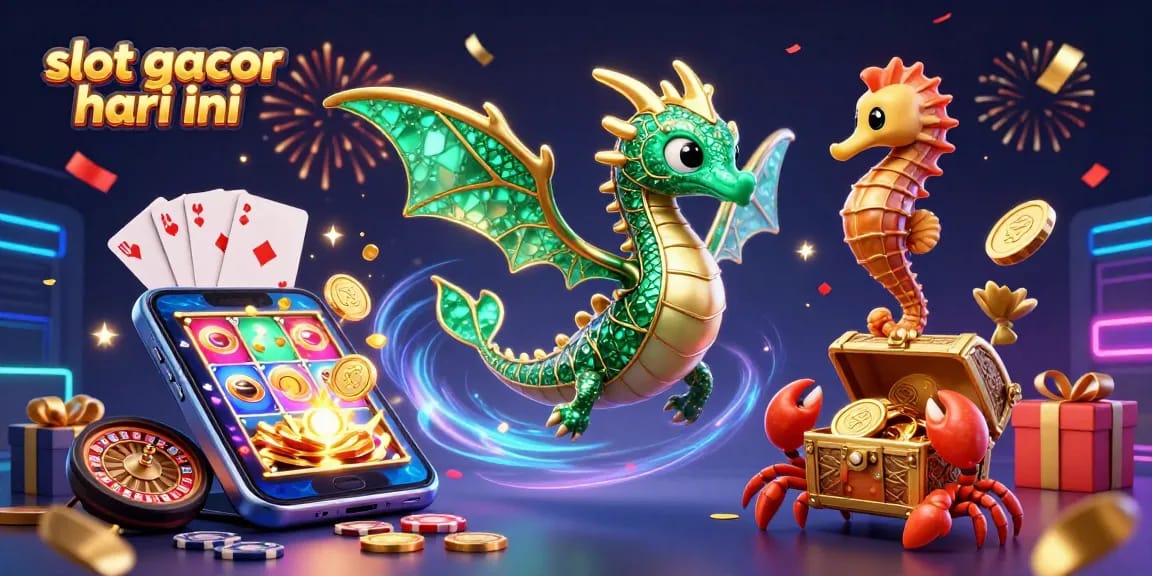 Witness the excitement of slot gacor hari ini with a 3D dragon and gaming elements bursting around.