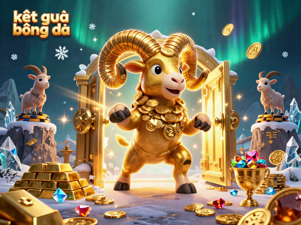 Experience the thrilling kết quả bóng đá with a dynamic 3D scene featuring golden riches and vibrant action.
