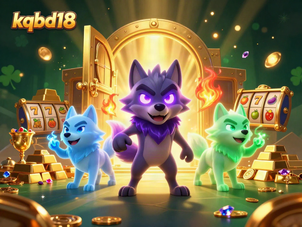 Win big with kqbd18 as glowing wolves guard the treasure in a captivating 3D casino scene.
