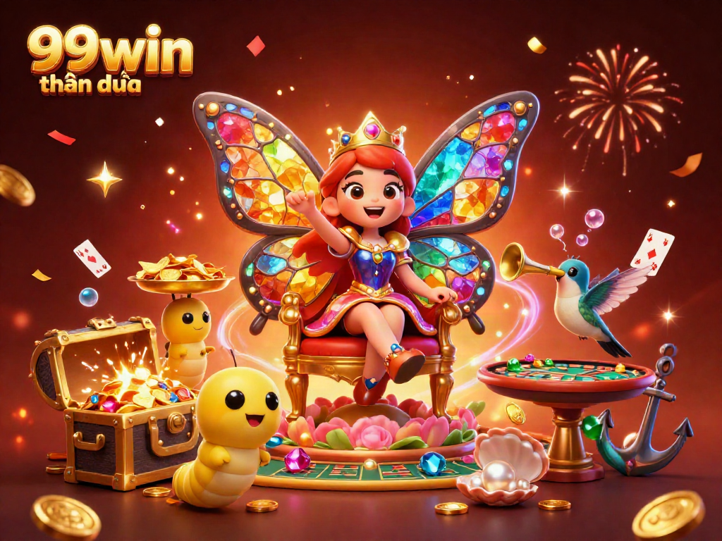 Experience thrilling gameplay at 99win thiên đường, featuring a vibrant scene with animated characters and casino elements.