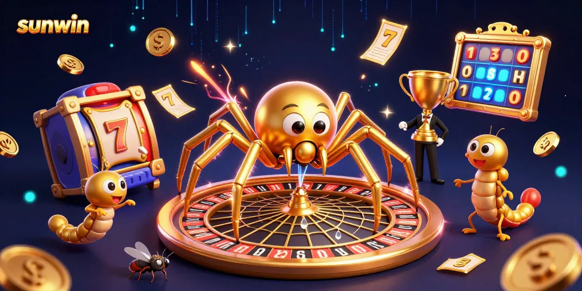 Experience thrilling gameplay at sunwin with a golden spider and vibrant casino elements.