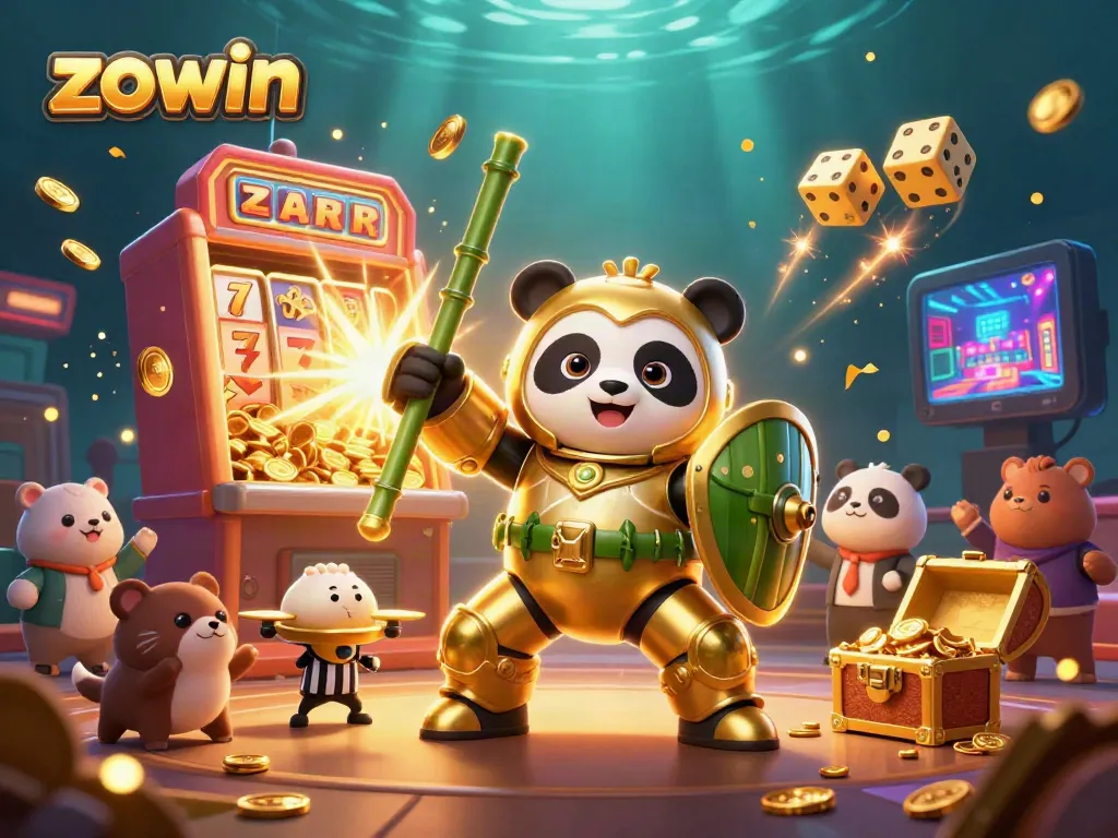 Experience the excitement of zowin with a vibrant casino scene bursting with jackpots and dynamic game elements.