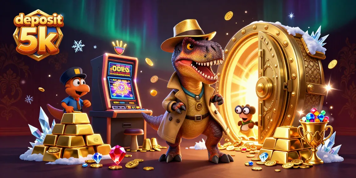 Experience the thrill of deposit 5k at slot machines in an engaging 3D casino illustration.