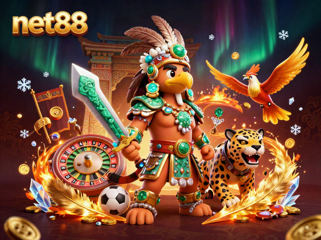 Bet and win big with net88's vibrant sports betting illustration featuring ancient elements.