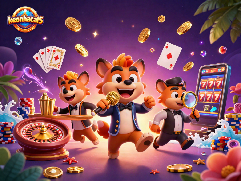 Experience the thrill of keonhacai5 with hyenas entertaining in a vibrant casino scene.