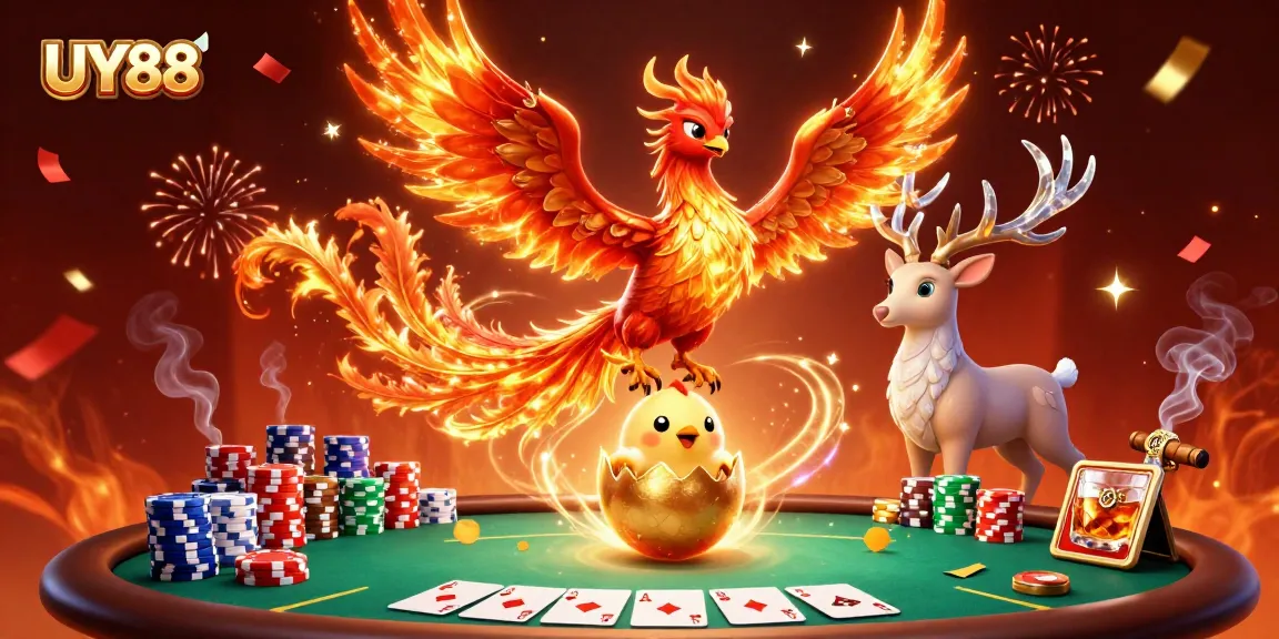 Engage with UY88's exciting poker scene featuring vibrant characters and game elements.