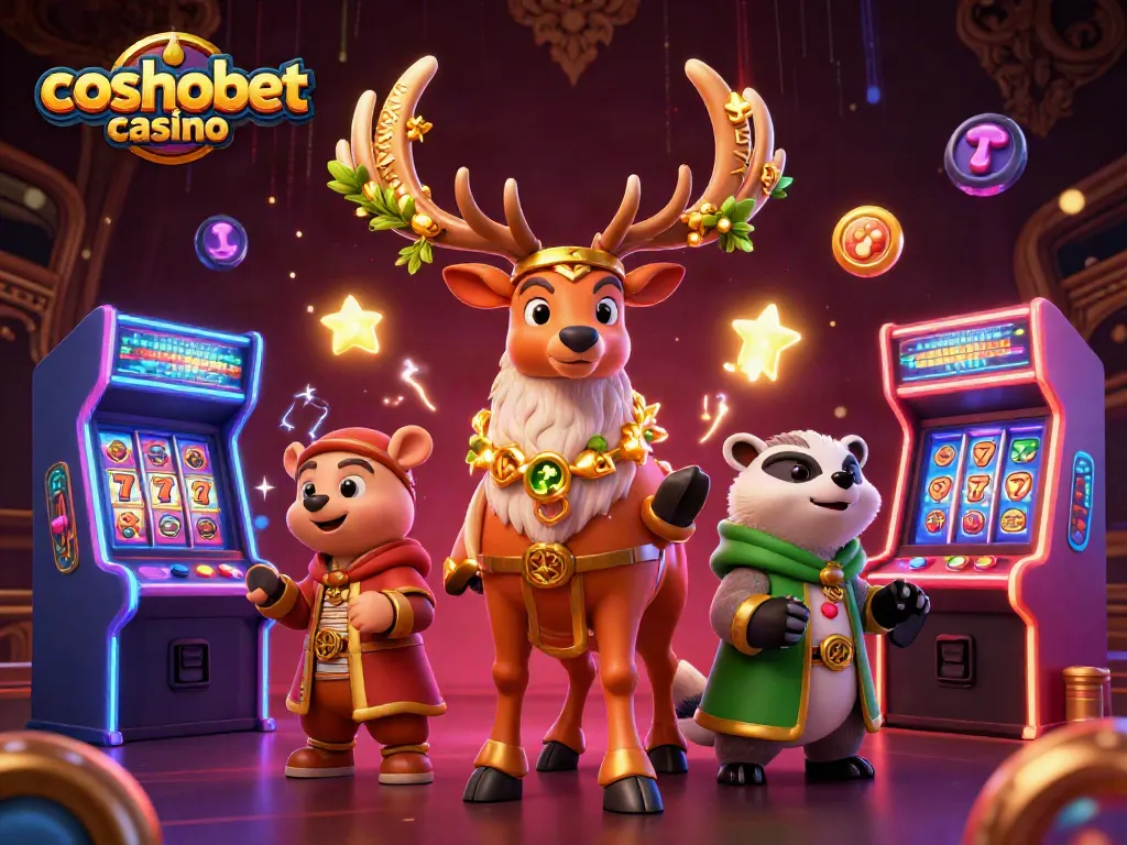 Engage with the vivid and immersive cosmobet casino environment featuring legendary creatures and gaming elements.