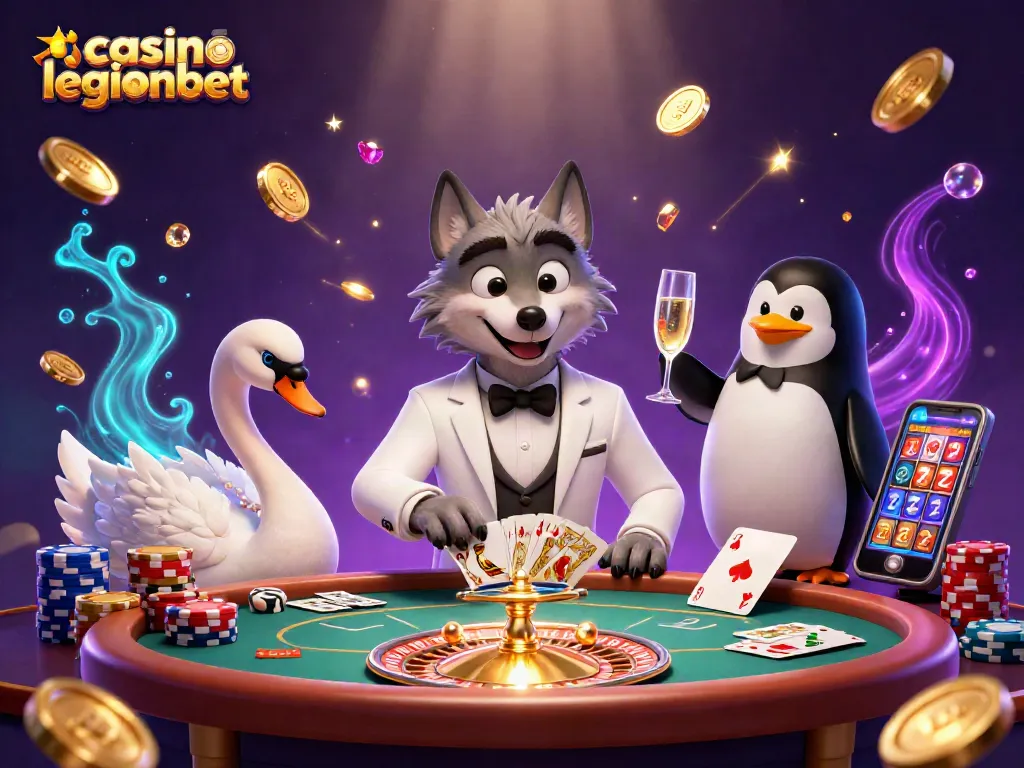 Experience the thrill at casino legionbet with a dazzling baccarat scene featuring unique 3D characters.
